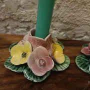 Pair of Italian ceramic candle holders