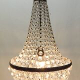 Antique crystal pendant chandelier – vintage Empire style – bronze