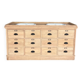 Furniture with 2 basins in raw wood