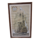 Drawing of an 18th-century ship, enhanced impression with gouache, Durand-Chapron.