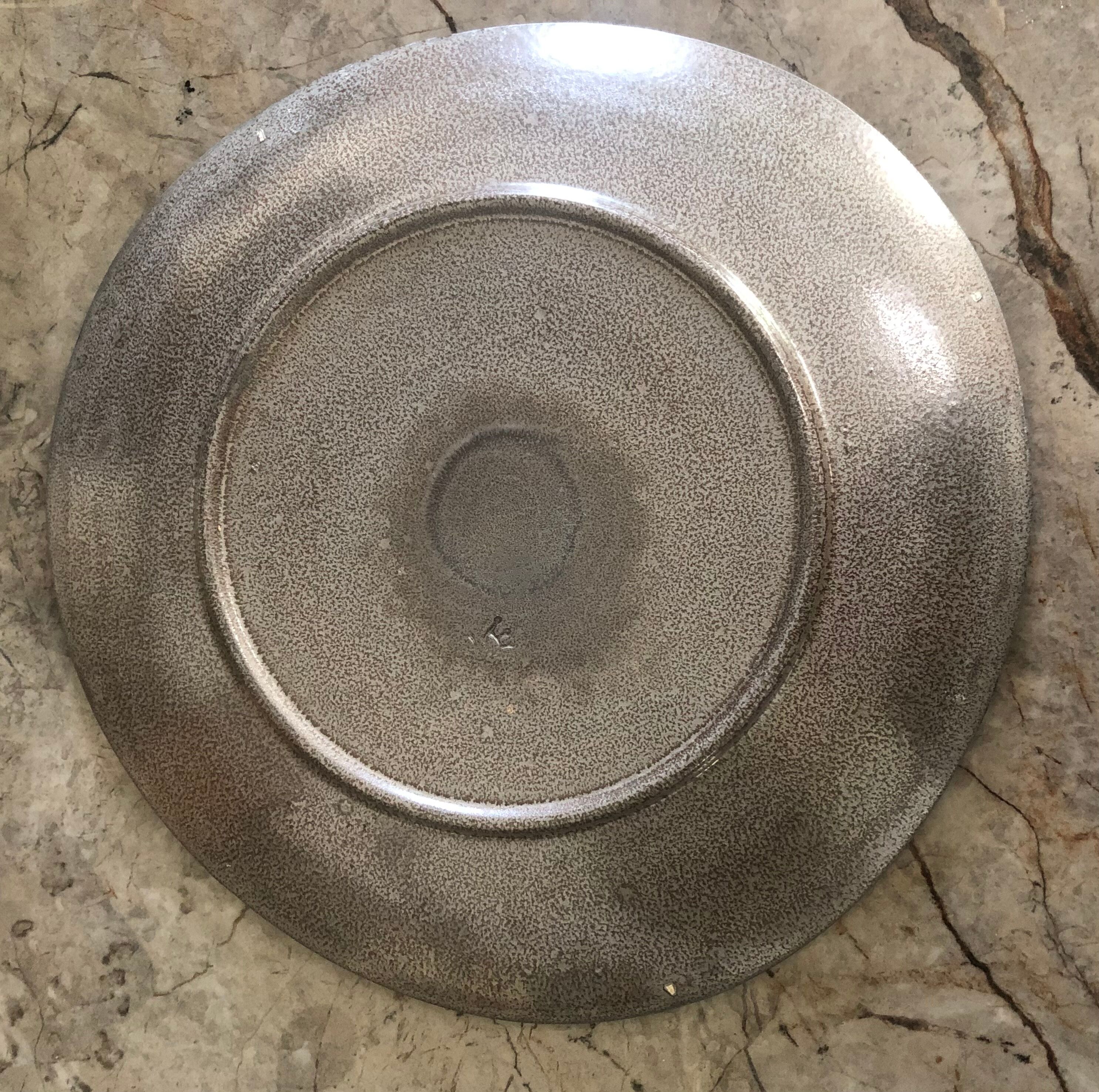 Matching biscuit earthenware dish and tile