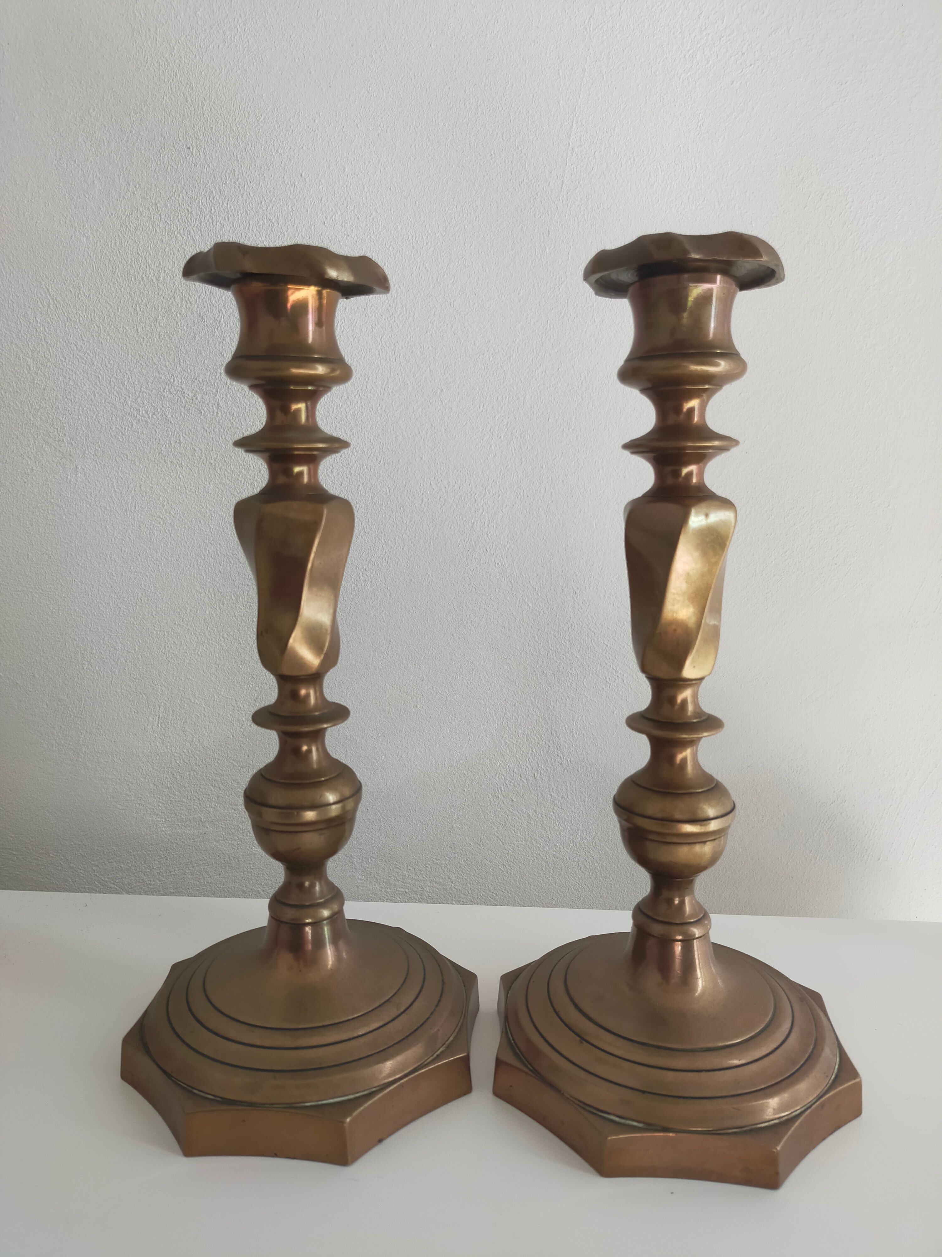 Pair of candlesticks in bronze 19th century