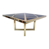 Romeo Rega Mid-century Modern Italian Black Glass, Brass and Chrome Dining