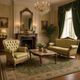 Vintage olive green baroque armchair / single seat / sofa