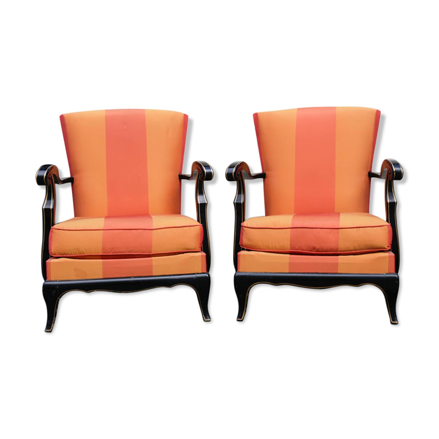 Paire de fauteuils laqué noir Steiner