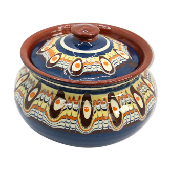 Bulgarian pot type vintage and artisanal blue ceramic