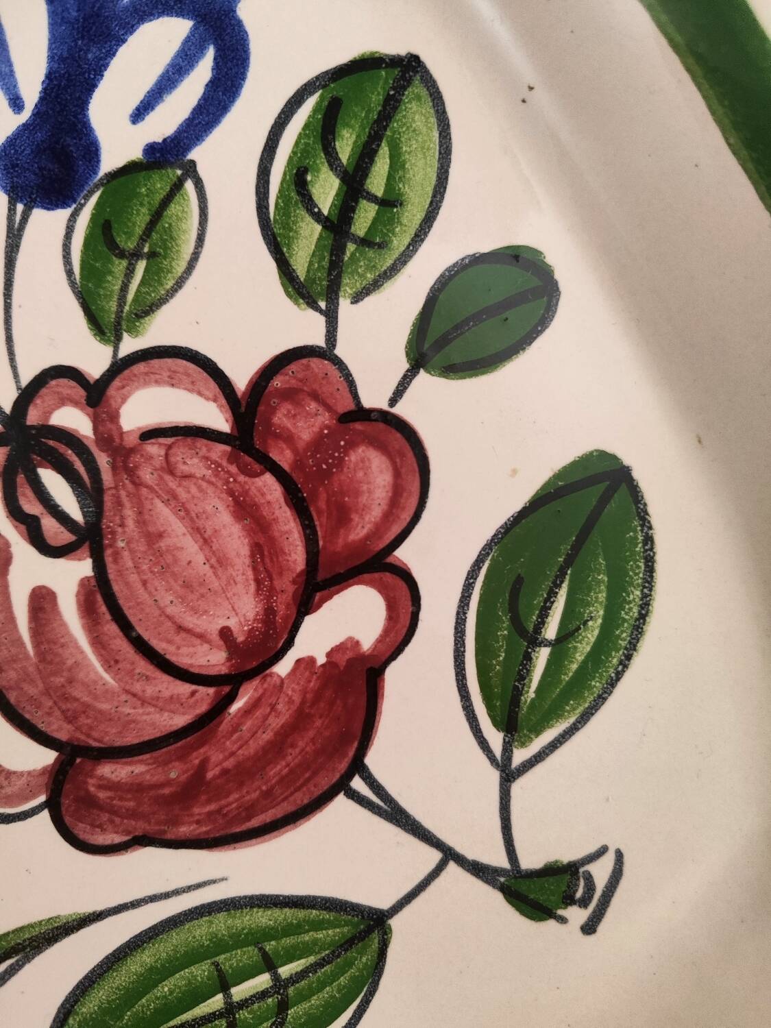 Elchinger ceramic rectangular cake or loaf dish with hand-painted floral pattern