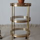 Pair of round old brass glass desserts