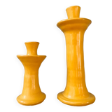 Deux bougeoirs Tamegroute ocre jaune
