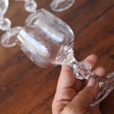 6 antique engraved crystal stemmed glasses