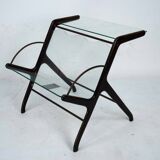 Ico Parisi Magazine Rack in Wood, Brass and Glass. Italy, 1950s