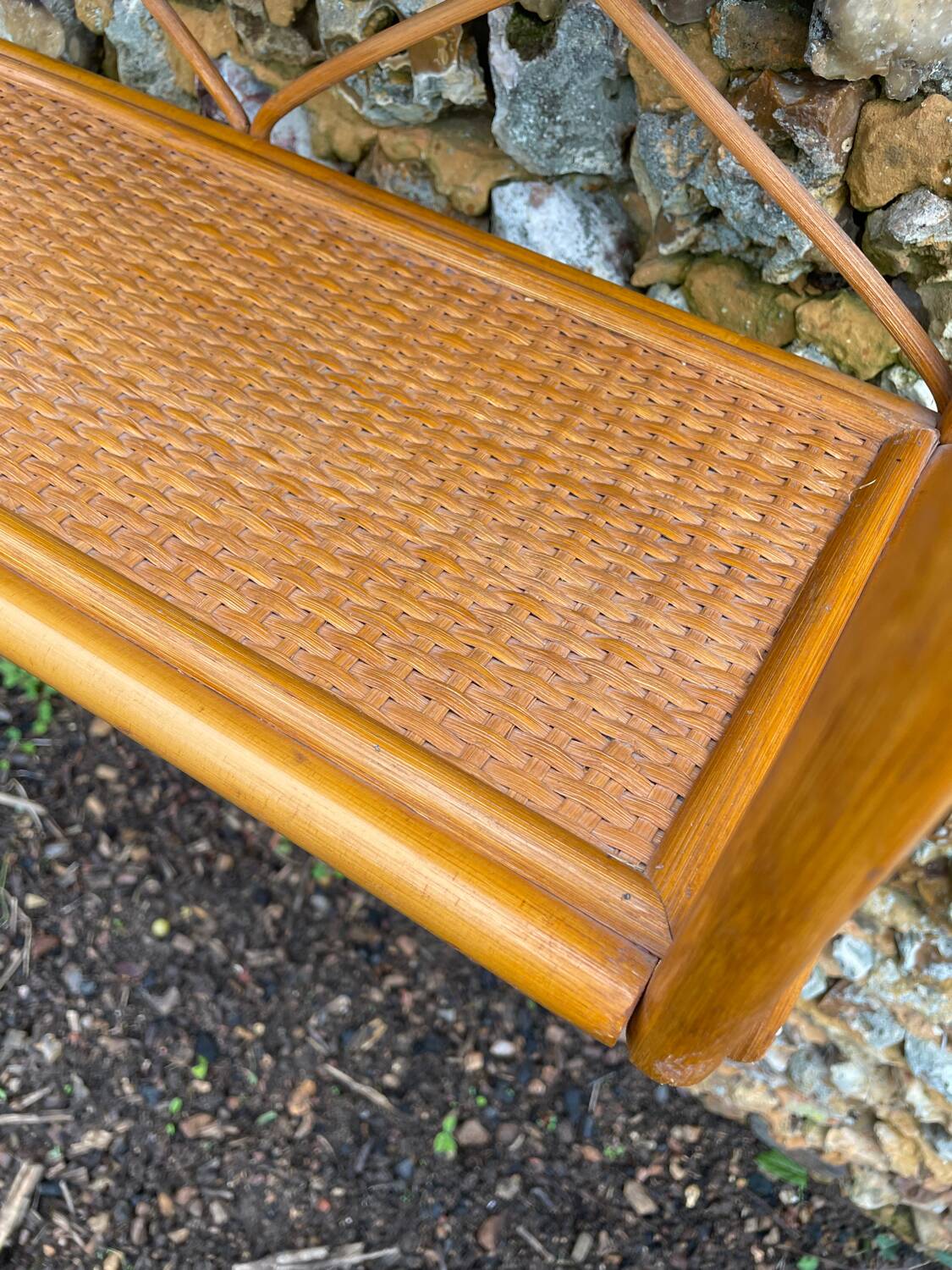 Vintage light rattan shelf 1970