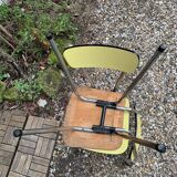 Chaises Formica jaune  pieds compas 1950