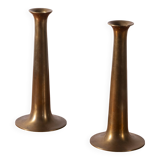 2x Hans Bølling Brass Candlesticks for Torben Ørskov, Denmark 1950s
