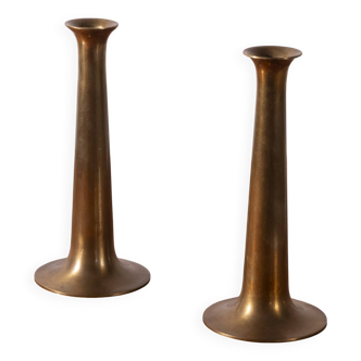 2x Hans Bølling Brass Candlesticks for Torben Ørskov, Denmark 1950s