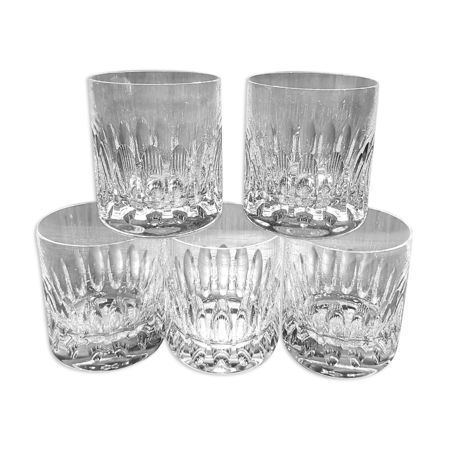 5 St. Louis Crystal Whisky Glasses