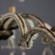 Antique metal and glass chandelier with 8 lights, Italy, 19th century.