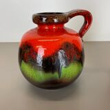 Set of Two Pottery Fat Lava Vases "Multi-Color" by Scheurich, Germany, 1970s