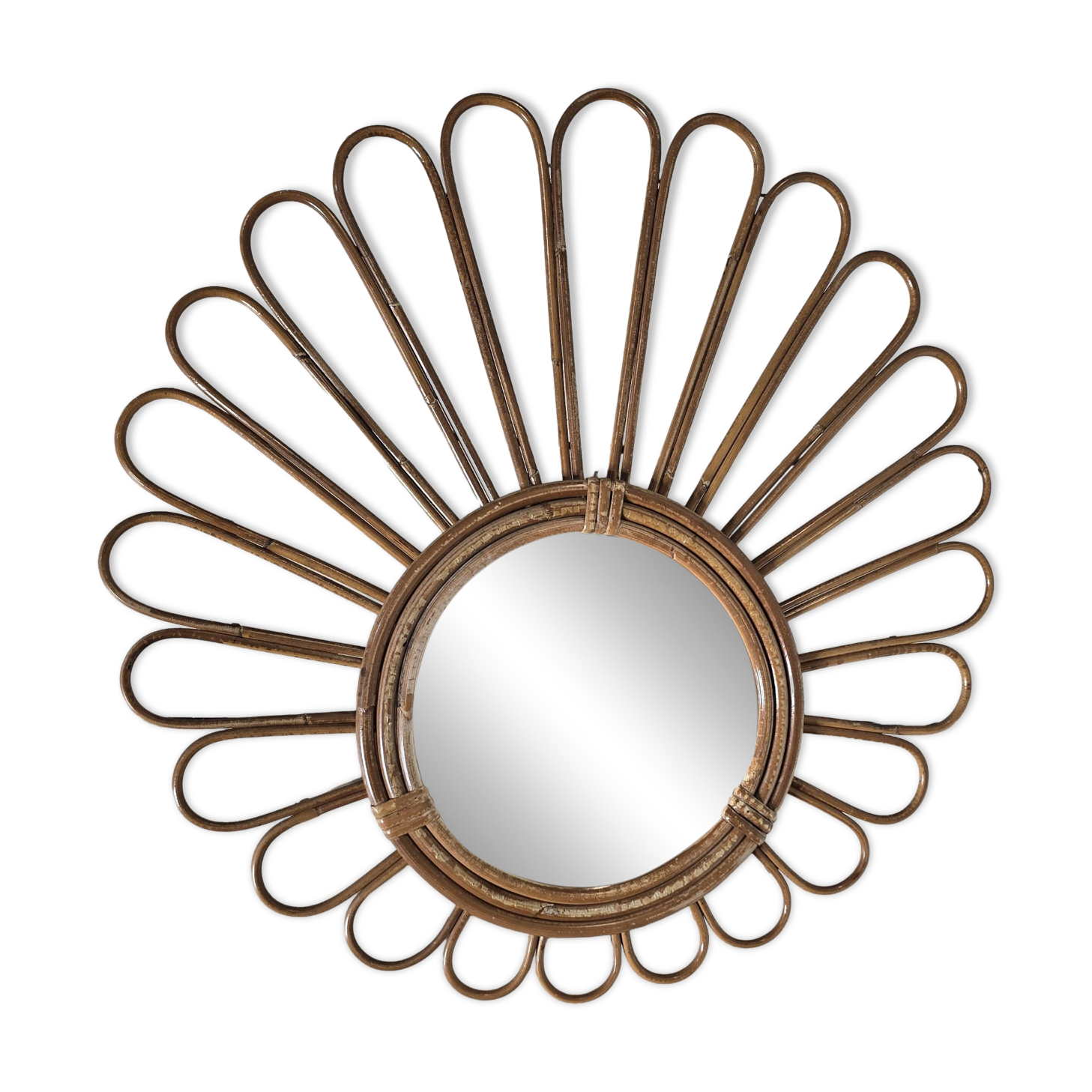 Rattan mirror from the 60s