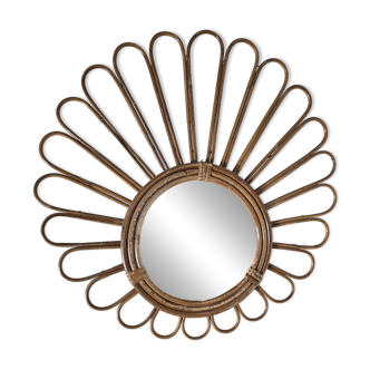 Rattan mirror from the 60s