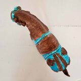 Sculpture of a Tang horse in turquoise blue earthenware