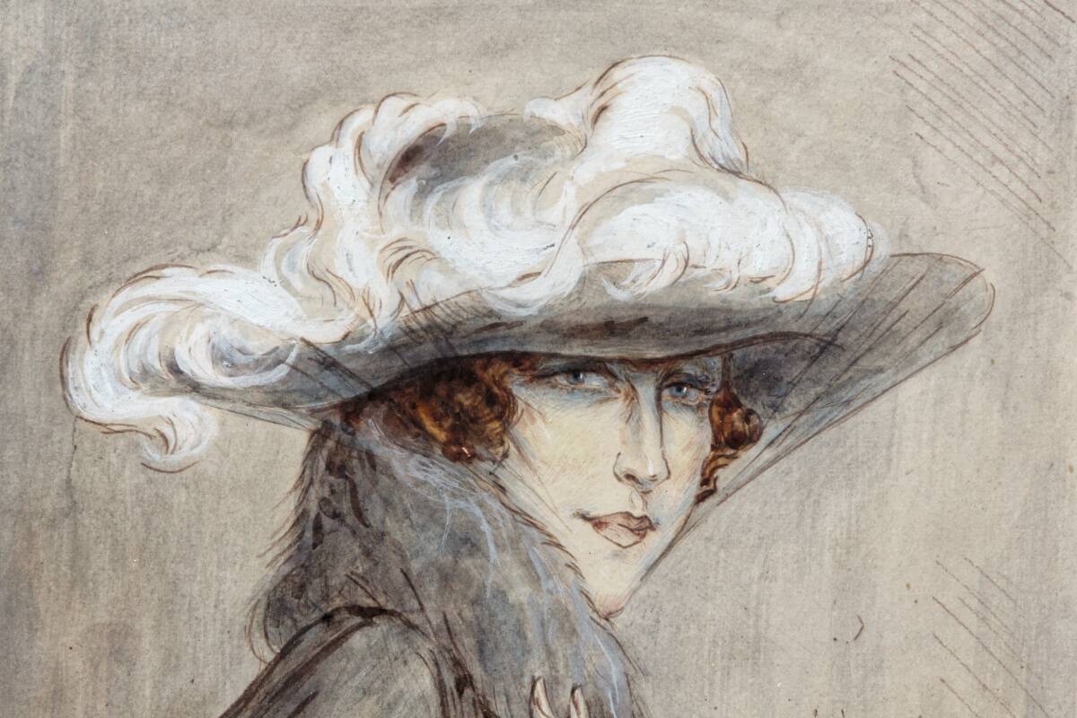 Dessin "Elégante" encadré, signé Mario de Goyon