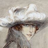 Framed drawing "Elegant", signed Mario de Goyon
