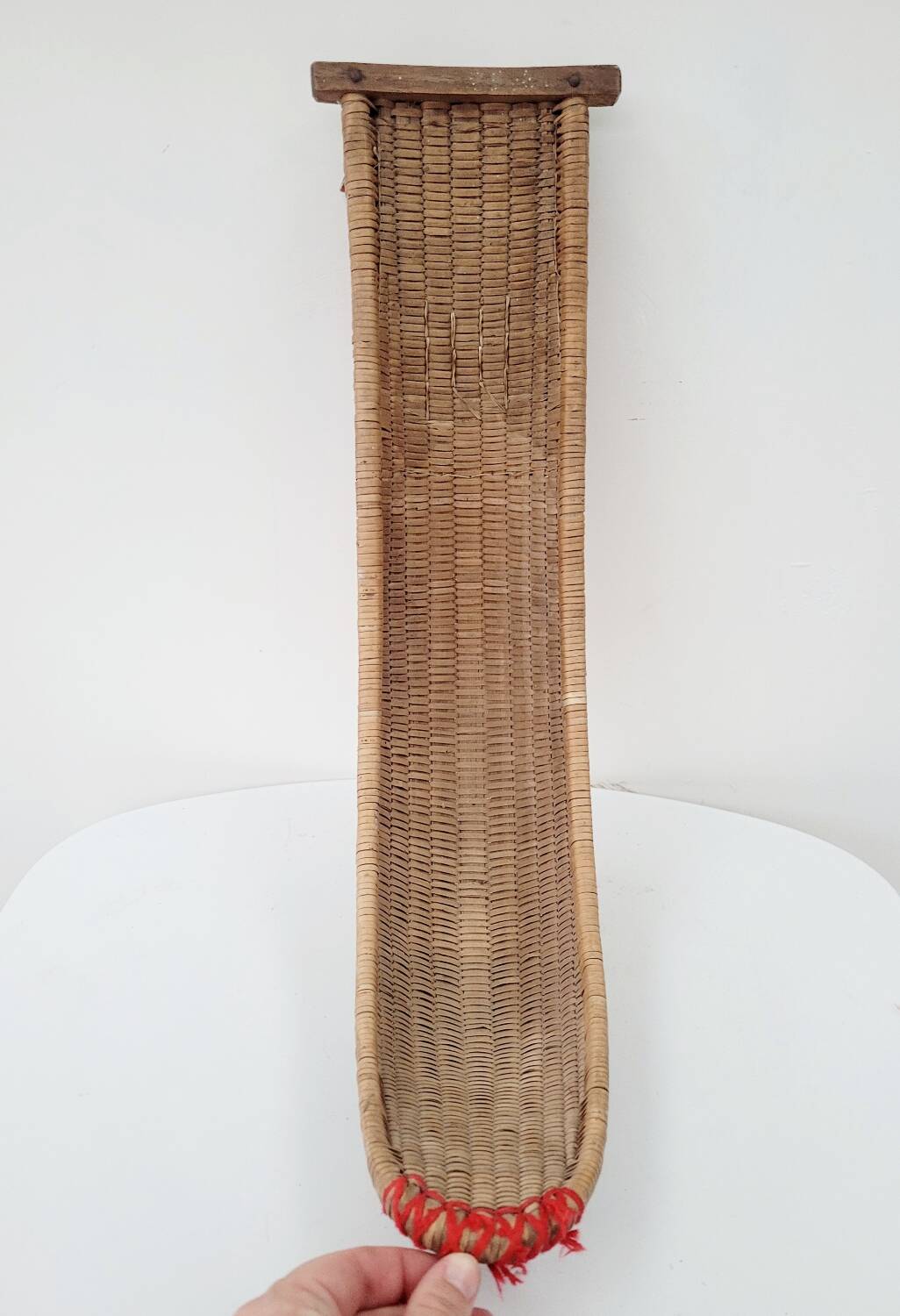 Large vintage Basque ball of chistera in wicker and leather