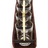 Carl Auböck II drinking glass holder, leather and brass, Austria 1950s