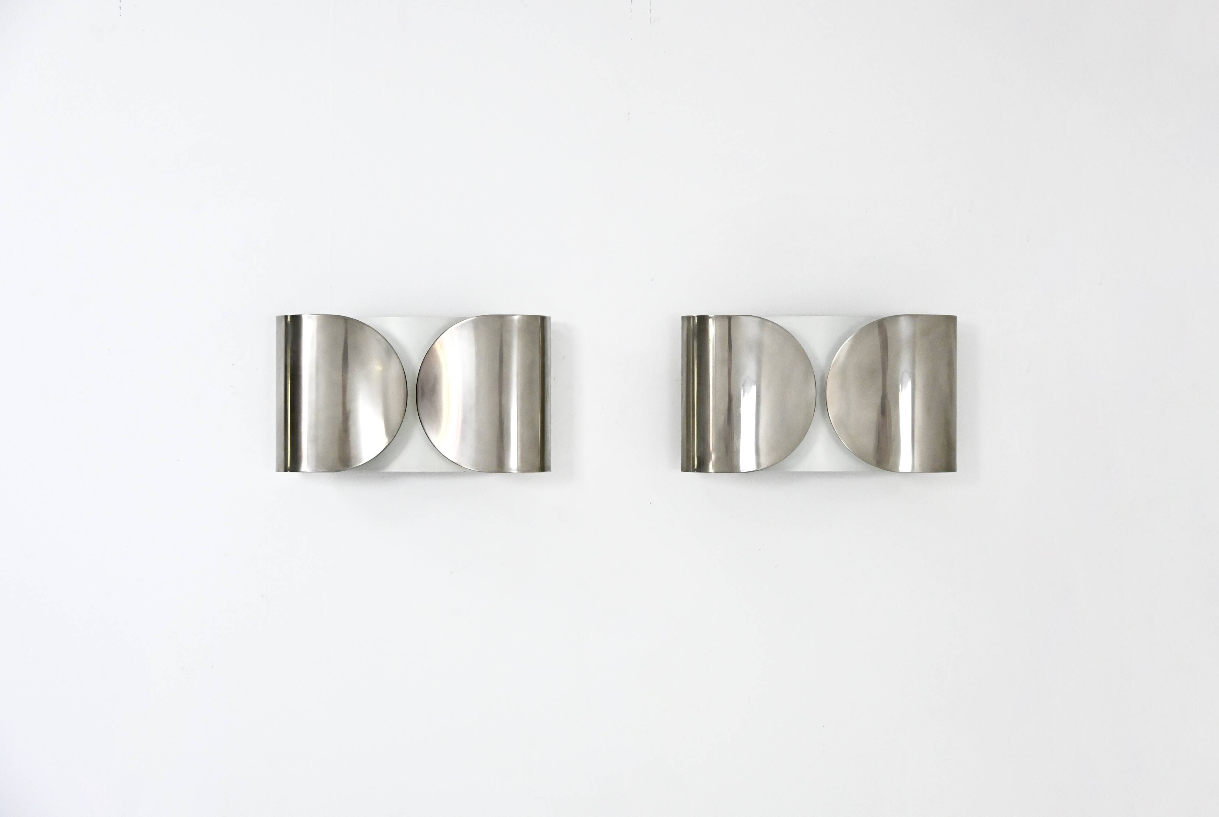 2 "Foglio" wall lights by Tobia & Afra Scarpa for Flos, 1960s.