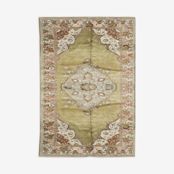 Antique anatolian turkish carpet handwoven wool rug