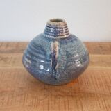 Théière en céramique, petit pichet, poterie d'atelier vintage, grès bleu beige