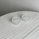 Elegant pair of faceted cut crystal candlesticks