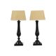 Pair of black metal table lamps lamps fabric shade parex vintage 58cm