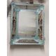 Venetian rectangular light-blue floreal hand-carving mirror in murano glass style