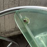 set of 4 designer chrome and plexiglass chairs, 80s