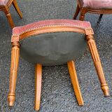 4 Louis XVI dining chairs in solid wood and pink velvet from the 20th century.