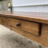 Solid wood farmhouse dining table with 2 drawers early 1900