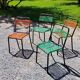 Set of 4 chairs scoubidou green and orange tubes metal black from the 60s
