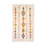 Berber carpet blessed ecru ourain with colored patterns 245 x 150 cm