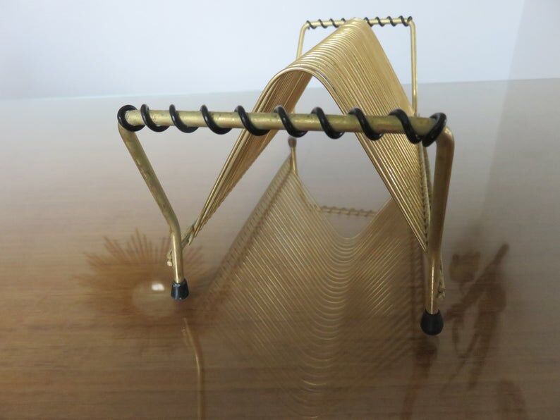 Range vinyls in gold metal and scoubidou 50s 60s