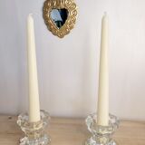 Pair of glass candle holders