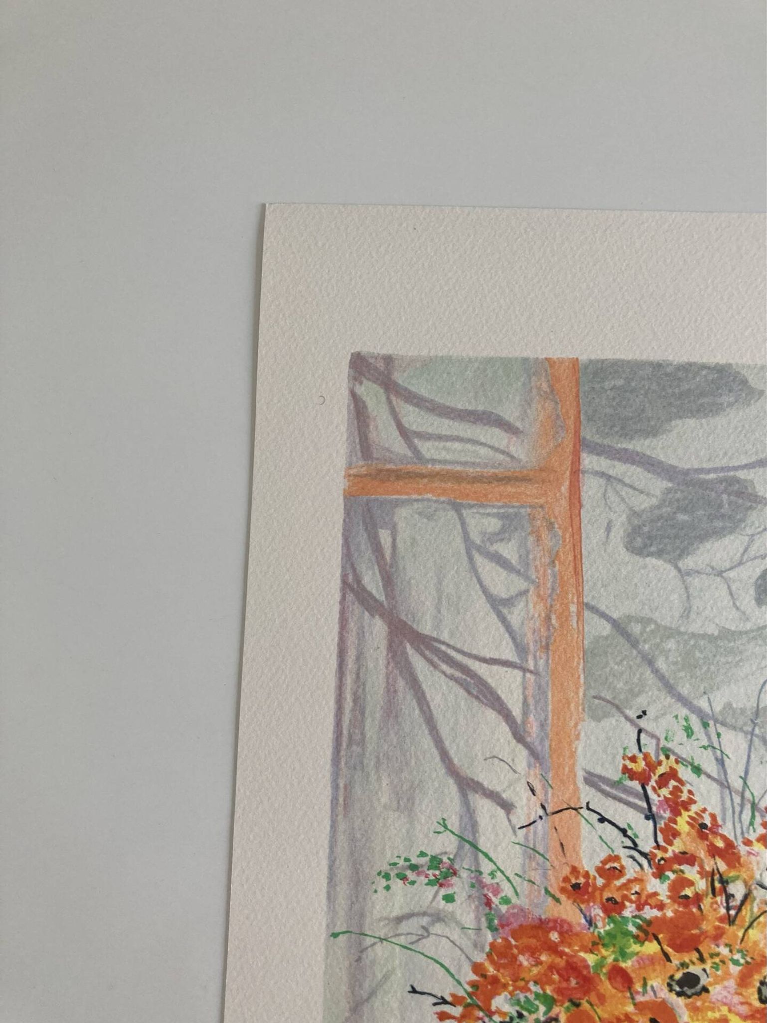 Lithograph signed by Michel Henry - Bouquet at the window