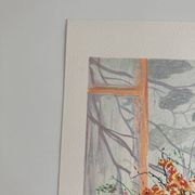 Lithograph signed by Michel Henry - Bouquet at the window