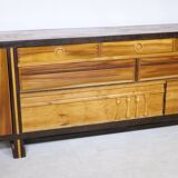Handcrafted Solid Wood Sideboard in Wenge & Cherry, 1970 Vintage