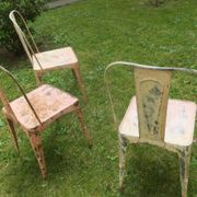 Set of 3 art nouveau Tolix inspired bistro / garden chairs