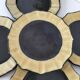 6 ceramic dessert plates shaped like a sunflower, signed CB.