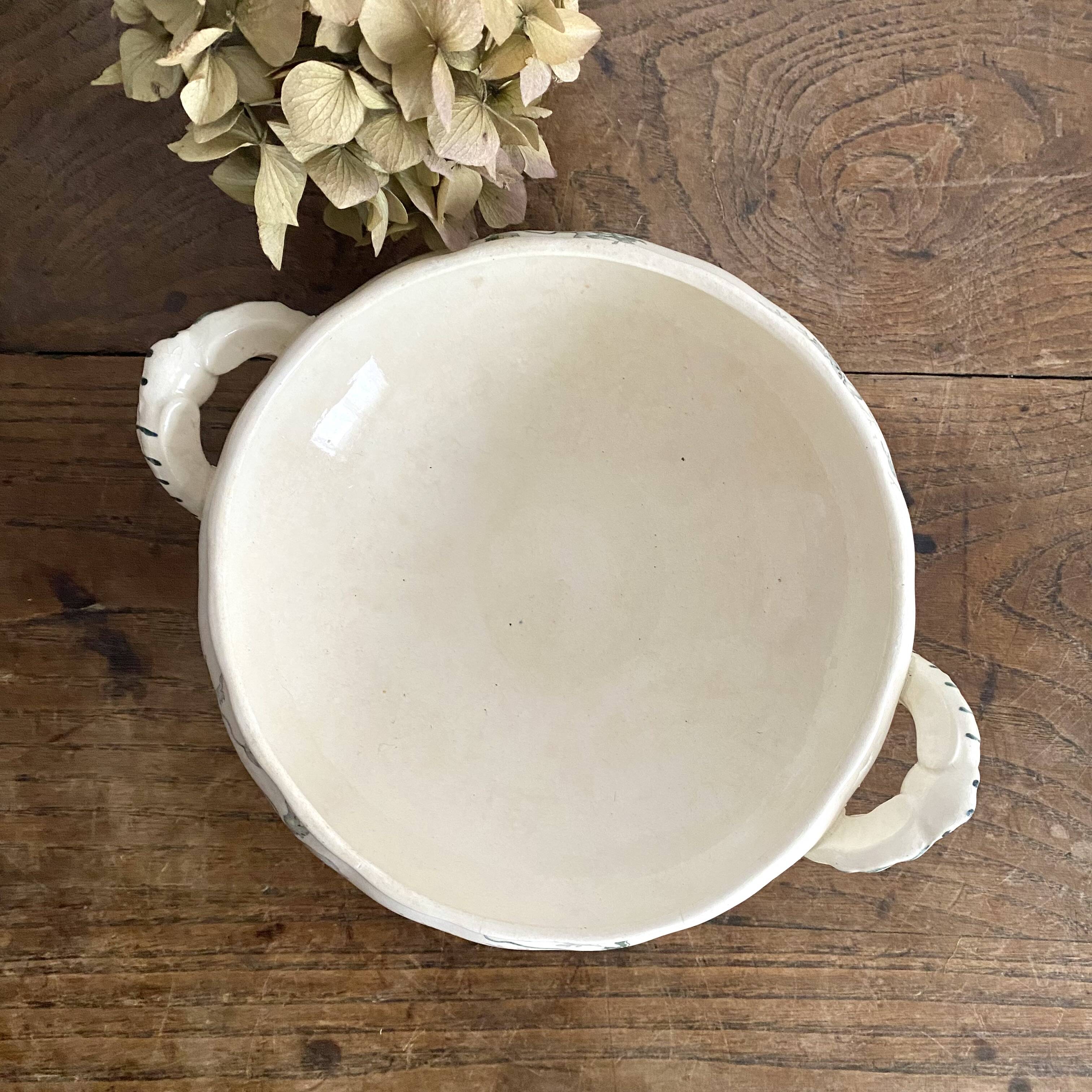 iron earth fruit bowl, old vegetable dish with poppies, Choisy le Roi