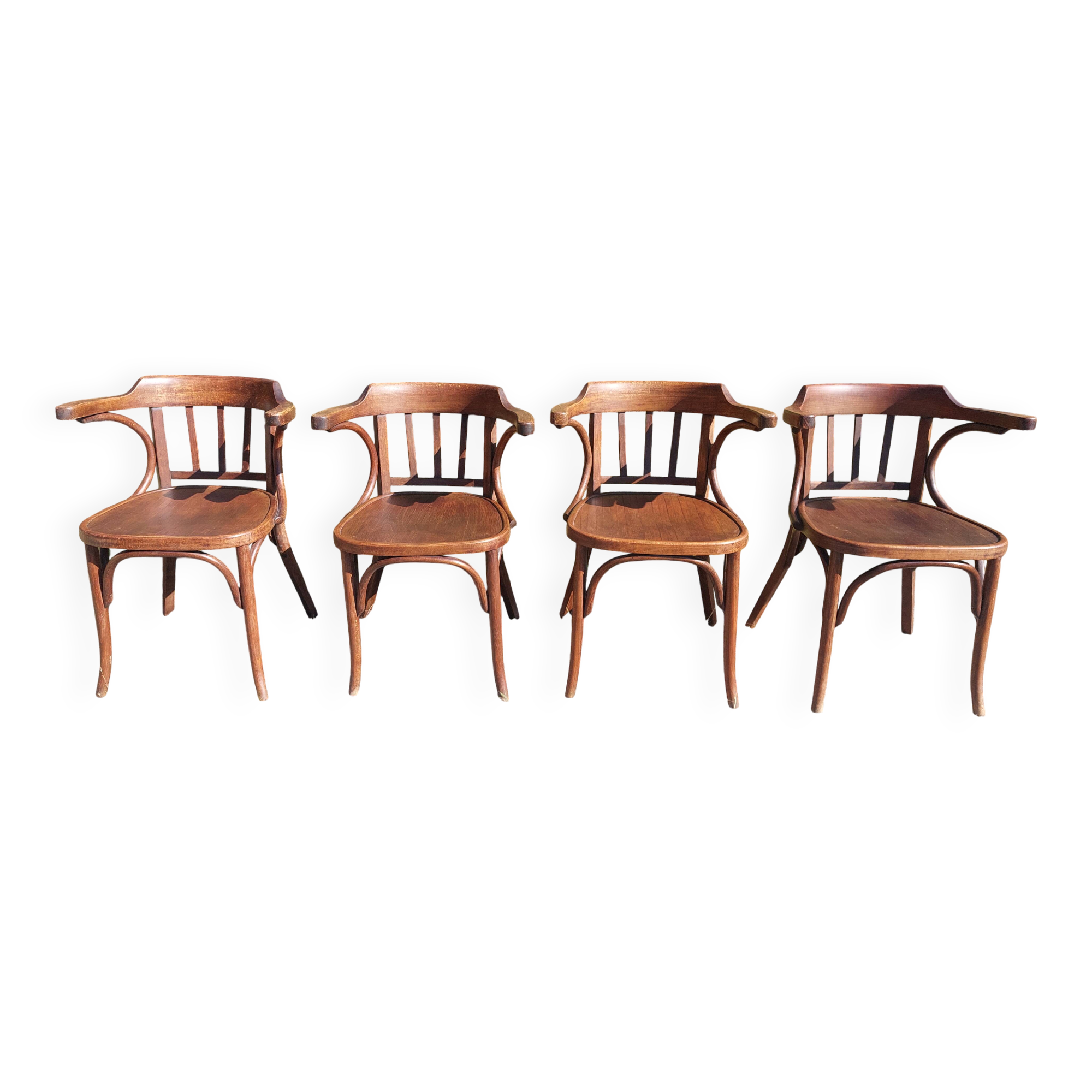 4 fauteuils Baumann en bois courbé
