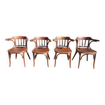 4 fauteuils Baumann en bois courbé